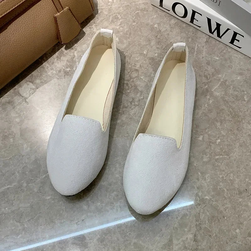 Womens Vulcanized Shoes Solid Color Women Loafers Shallow Mouth Female Flat Shoe Lightweight Warm Moccasins Spring Zapatos Mujer
