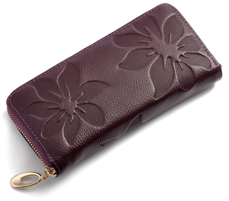 Genuine Leather Women Long Wallets Female Fashion Zipper Coin Purse Lady Luxury Money Bag Credit Cards Clutch Large Phone Wallet