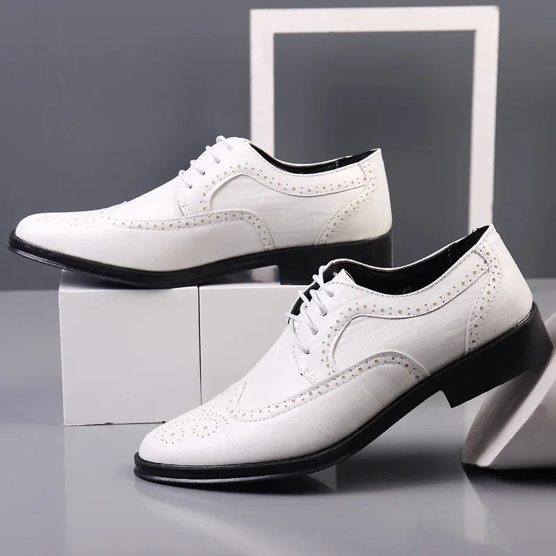 Shoes Men Leather Original New Men Wingtip Oxford Shoes Genuine Calfskin Leather Brogue Dress Shoes Classic Business Formal Shoe