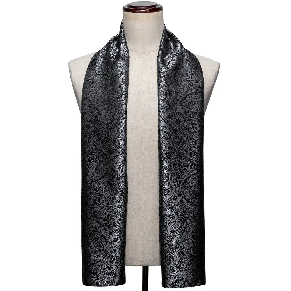 Jacquard Silk Mens Scarf Floral Paisley Stylish Burgundy Gold Green Red Blue Purple for Male Wedding Business Party
