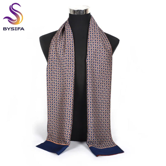 [] Winter Business Men Scarves New Brand Male Long Silk Scarf Cravat Double Faces Coffee Paisley Men Neck Scarf 170*30Cm