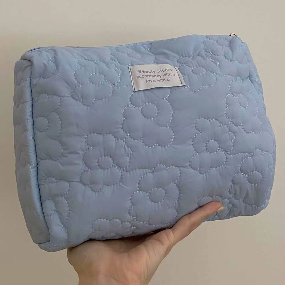Soft Flower Pattern Cosmetic Bag Portable Makeup Packaging Display Storage Organizer Large Capacity Female Travel Wash Pouch