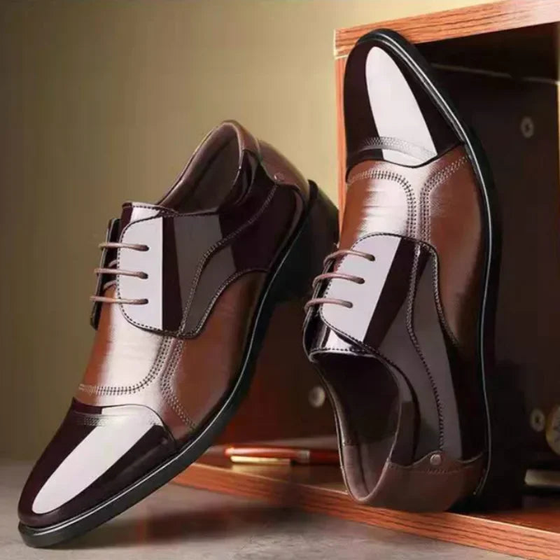 New Leather Shoes Men Lace up Formal Dress Shoes Luxury Business Oxford Male Office Wedding Dress Shoes Footwear Mocassin Homme