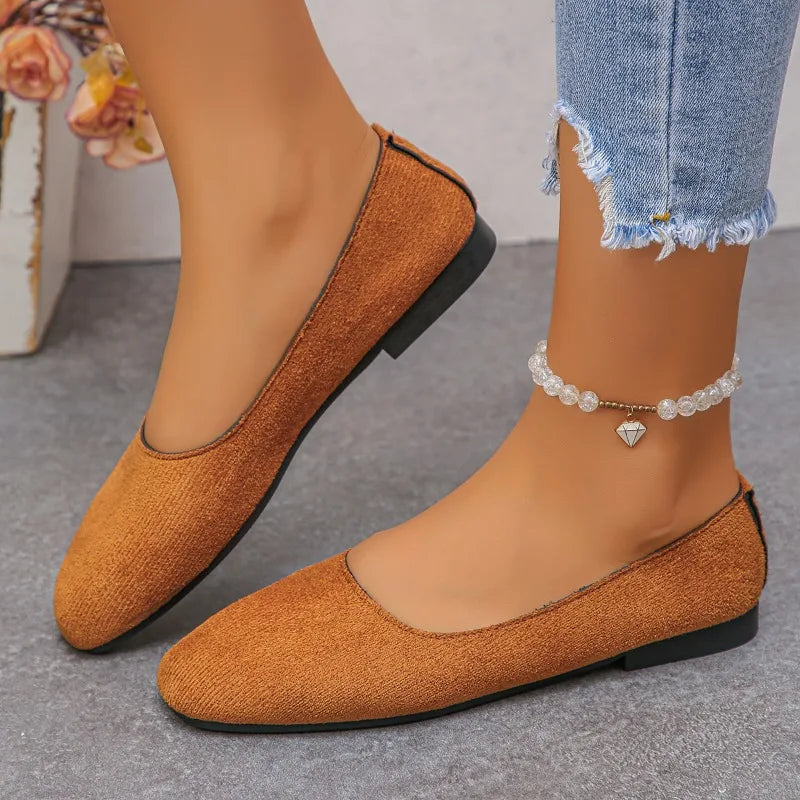 Women'S Flat Casual Round-Toe Moccasins & Ballet Flats — Cute Suede Church Shoes and Elegant, Soft-Soled Comfort Shoes for Moms