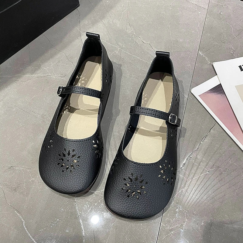 Spring and Autumn Barefoot Ballet Mary Jane Women'S Flat Soft Shoes Hollow Soft Sole Women'S Ballerina Mary Jean Shoes Loafers