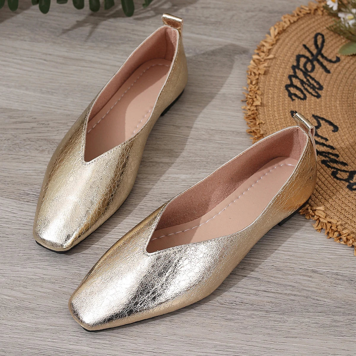 Plus Size French Style Gentleman'S Shoes One Step Shallow Square Toe Shoes Versatile Comfortable for Commuting Adults in Summer