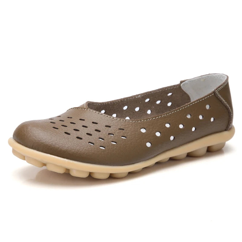 Summer Women Casual Shoes Flat Shoes Designer Ladies Cut Out Rubber Loafers Non-Slip Breathable Womens Moccasins plus Size 35-44