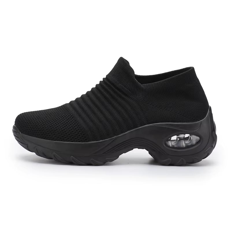 Women'S Walking Trainers Fashion Fly Weaving Sock Sneakers Breathable Comfortable Nursing Shoes Casual Platform Loafers Non-Slip