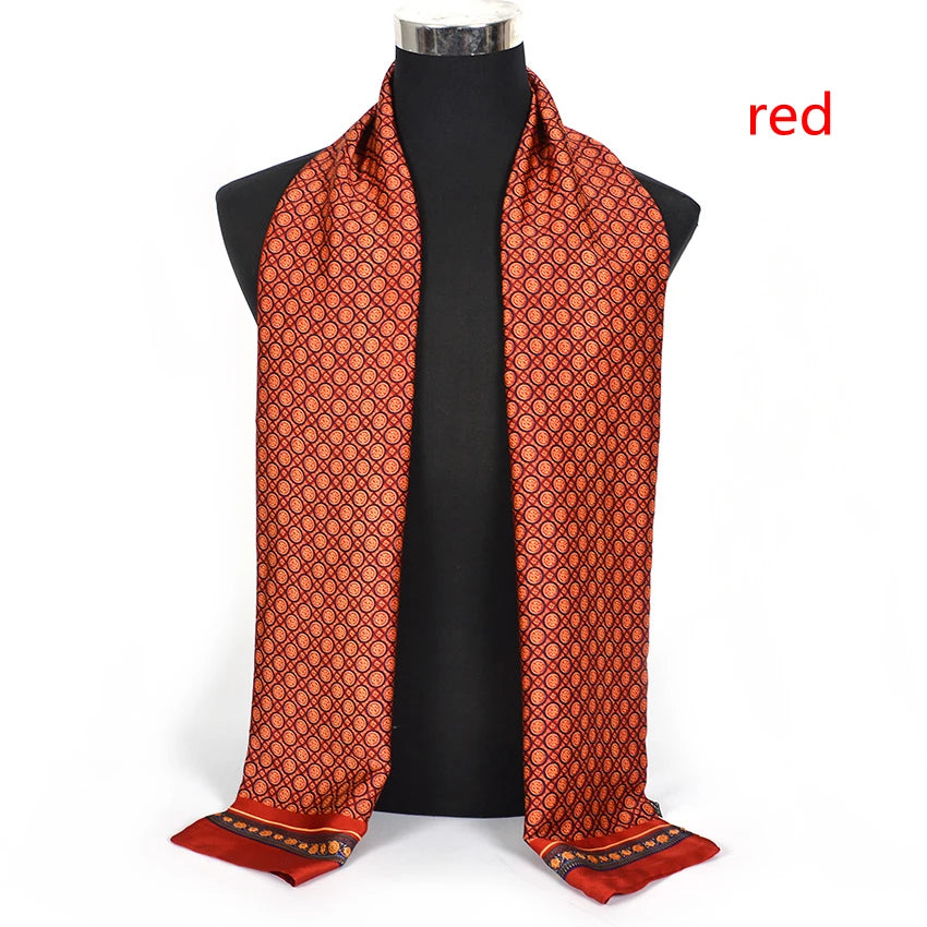 [] Winter Business Men Scarves New Brand Male Long Silk Scarf Cravat Double Faces Coffee Paisley Men Neck Scarf 170*30Cm