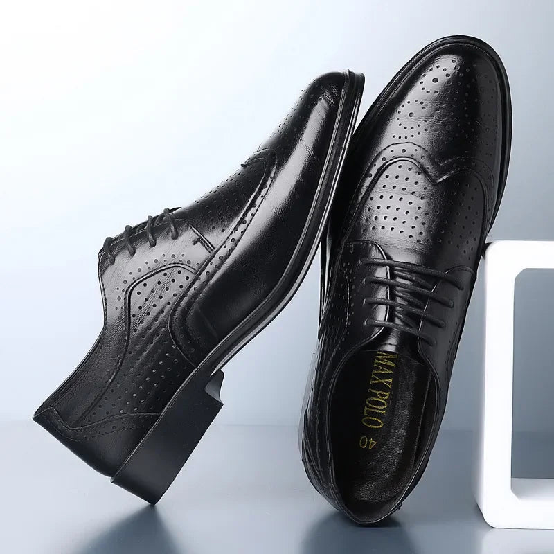 Shoes Men Leather Original New Men Wingtip Oxford Shoes Genuine Calfskin Leather Brogue Dress Shoes Classic Business Formal Shoe