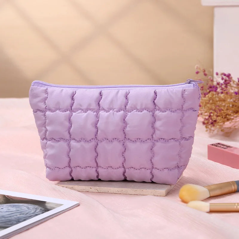 Fashion Women Bubble Cosmetic Handbag Travel Organizer Cloud Makeup Lipsticks Cotton Pouch Fashion Large Capacity Zipper Bag