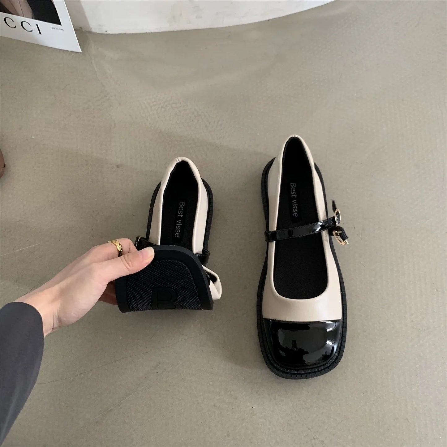 Lolita Heart Buckle Women'S Loafers Mary Jane Shoes Women Cute Kawaii Chunky Platform Flats Fashion Designer Leather Shoes