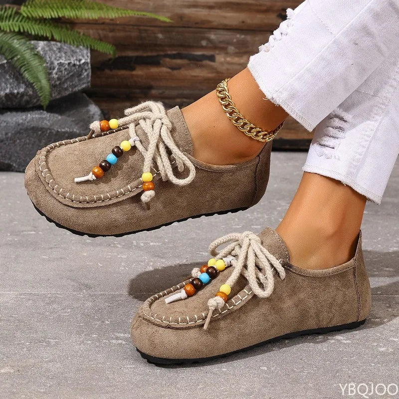 Spring Fashion New Casual and Comfortable Versatile Women'S Loafers Outdoor Soft Soled Lightweight Ethnic Style Women'S Shoes