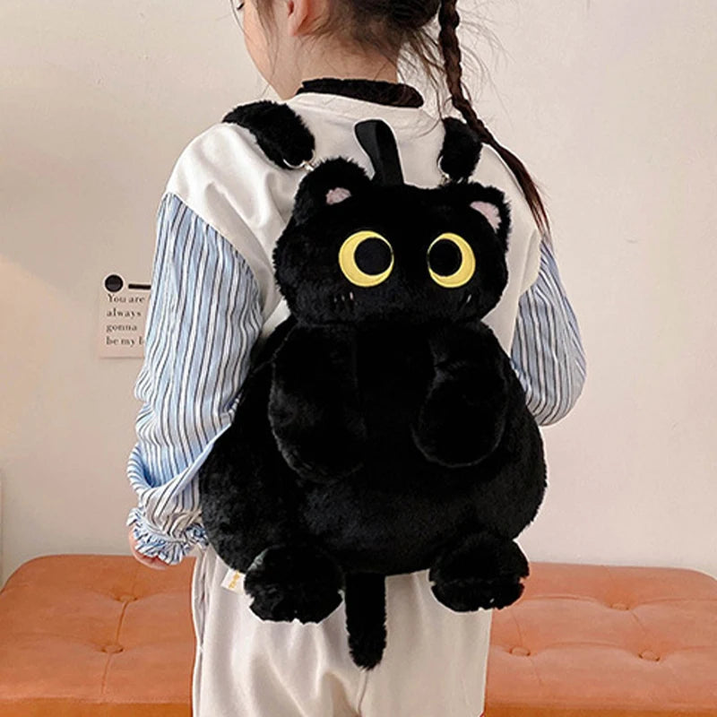 Kids Kawaii Plush Cute Soft Big Eyes Cat Toy Backpack Large-Capacity Stuffed Animals Bags Boys Girls Toy School Shoulder Bags