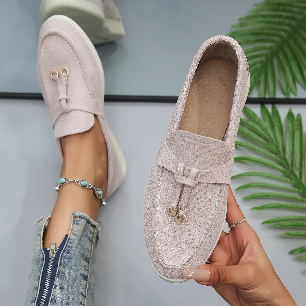 Women'S Fashionable Flat Bottomed Casual Shoes, Faux Suede Elegant Loafers