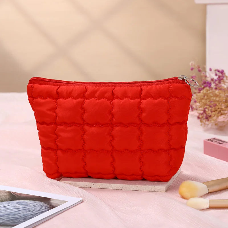 Fashion Women Bubble Cosmetic Handbag Travel Organizer Cloud Makeup Lipsticks Cotton Pouch Fashion Large Capacity Zipper Bag