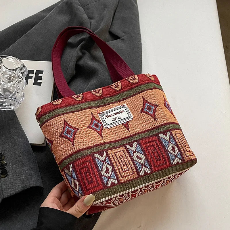 Large-Capacity Canvas Women'S Tote Bag Retro Versatile Single-Shoulder Commuting Mommy Handbag Designer Bucket Bag 2025