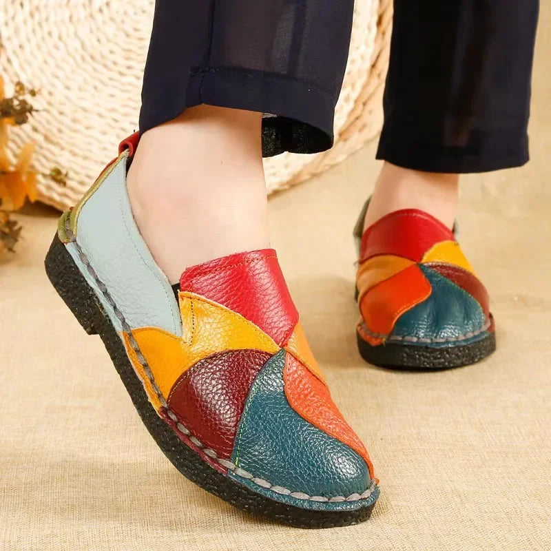 Mixed Color Women Loafers Retro Women Flat Shoe Soft Ladies Slip-Ons Patchwork Women Moccasins Large Size 43 Rasteiras Femininas