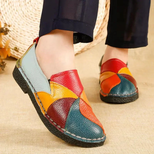 Mixed Color Women Loafers Retro Women Flat Shoe Soft Ladies Slip-Ons Patchwork Women Moccasins Large Size 43 Rasteiras Femininas