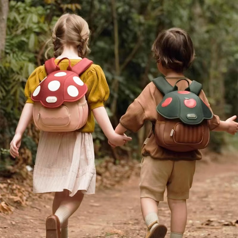 Kid Backpack Cute Mushroom Apple Kindergarten Cartoon Pink Mini Travel Bag Schoolbag Preschool Gift for Toddler Girl Boy 3-6