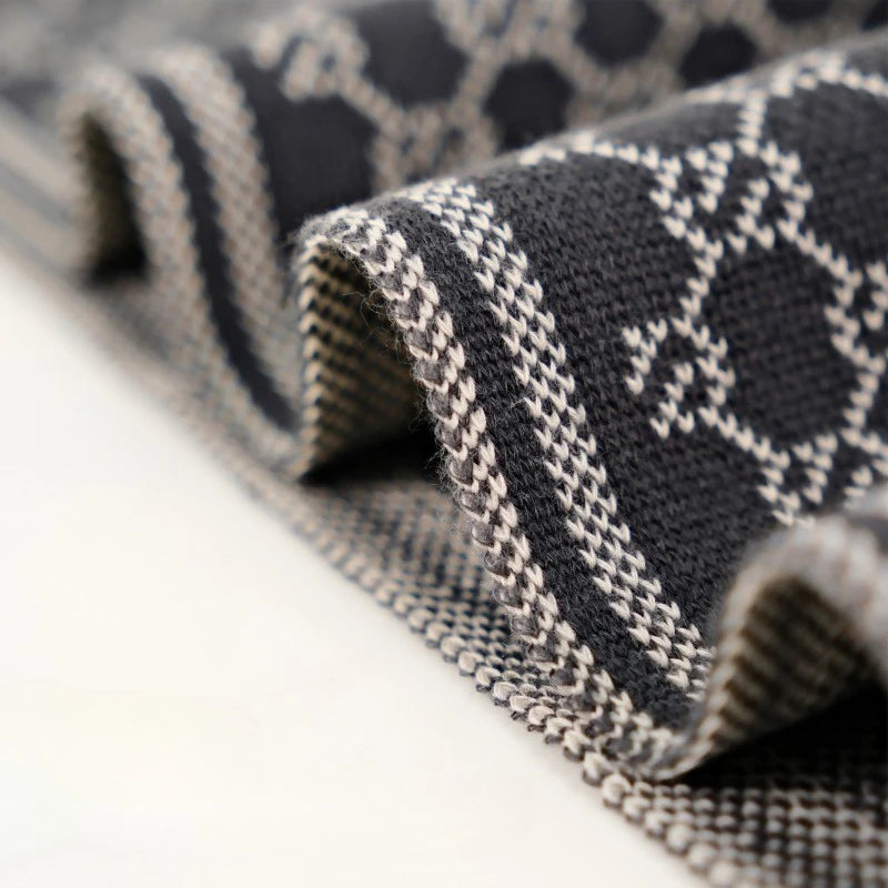 Winter Scarf for Men Check Stripe Paisley Immitation Cashmere Elegant Jacquard Scarves Double Side Warm Windproof Neck Snood