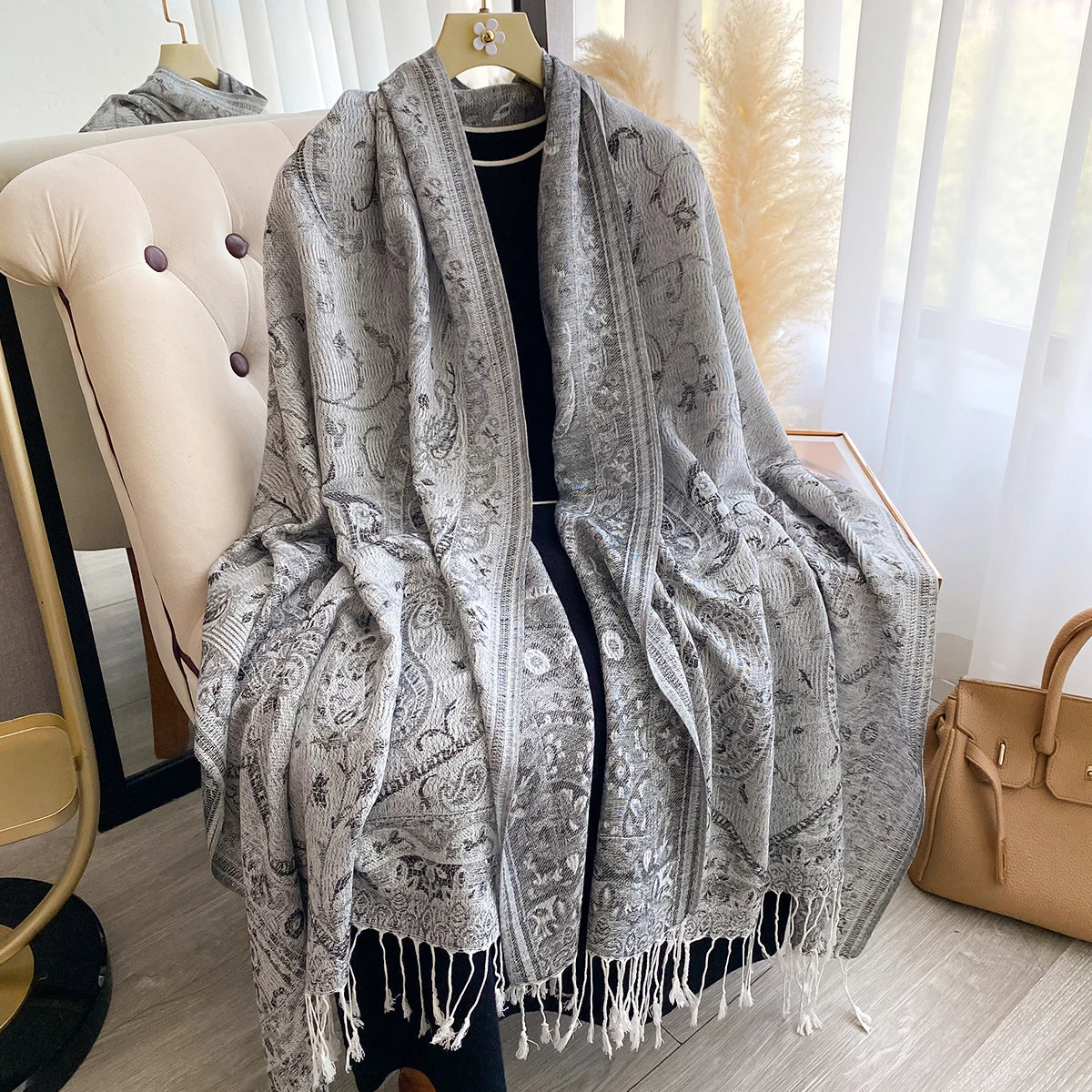 Women'S New Luxury Jacquard Paisley Scarf - Pashmina Travel Wraps, Warm Winter Poncho Blanket Shawl
