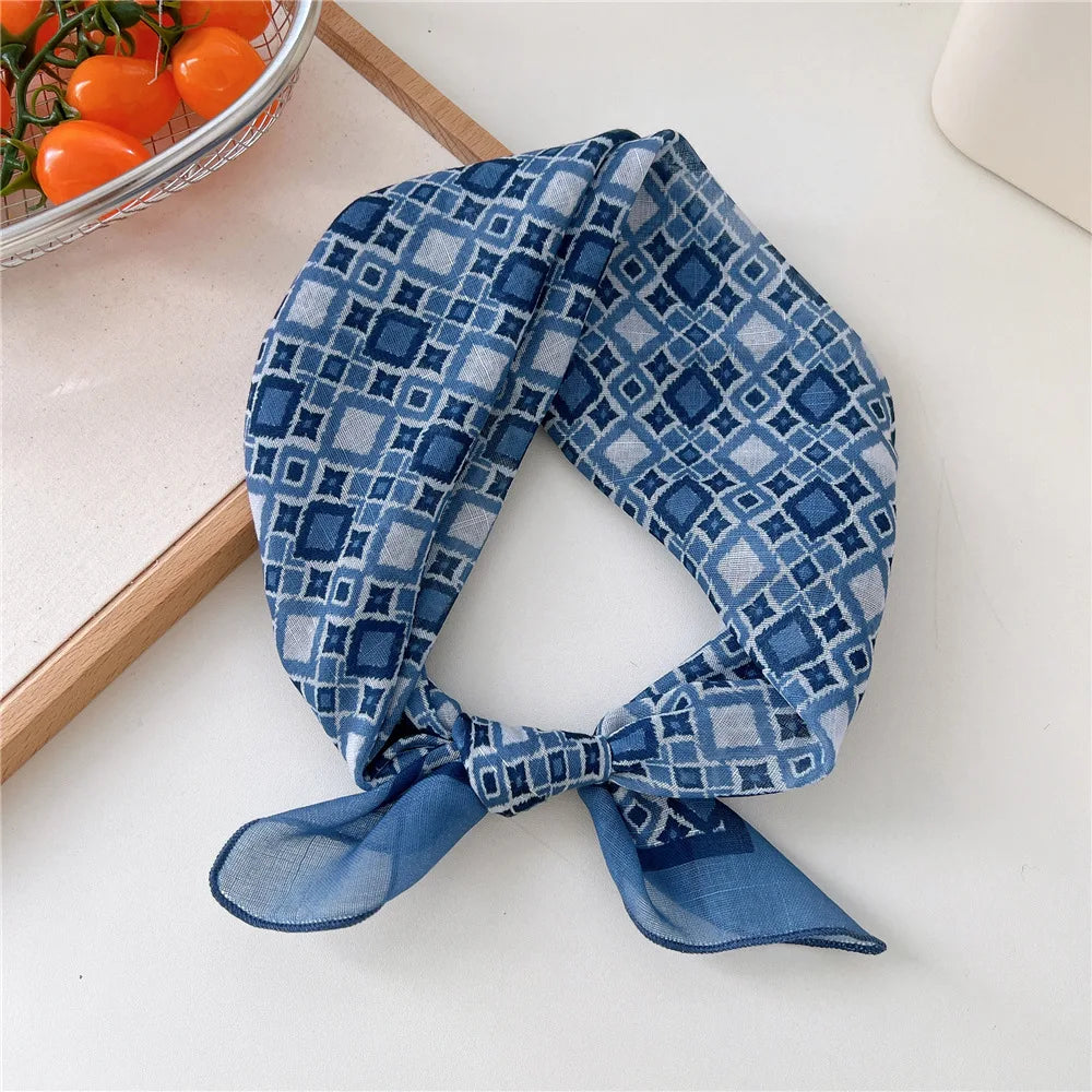 Fashion Women Printing Cotton Linen Small Square Scarf Summer Scarf Women'S Versatile Paisley Scarf Head Band Hair Accessories