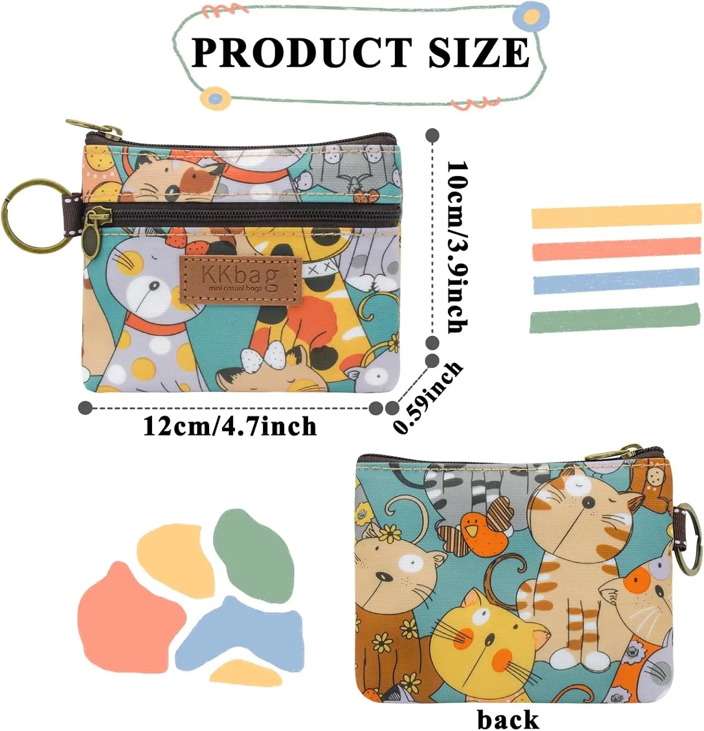 Cute Animals Wallet Zipper Purse Cartoon Small Coin Purse Lightweight Storage Bag Money Bag Key Card Holder for Student Women