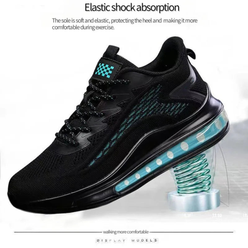 Large Size Men'S Shoes Breathable Lightweight Sports Shoes Outdoor Mesh Black Walking Shoes Trendy Men'S Casual Shoes Running Sh