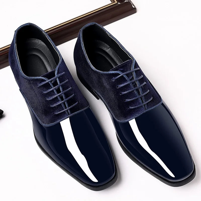 Men'S Oxford Shoes Lace up Formal High Gloss Low Top Square Toe Suit Tuxedo Dress Shoes for Business Casual Shoe for Mens 2026