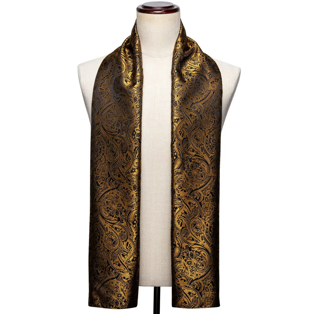 Jacquard Silk Mens Scarf Floral Paisley Stylish Burgundy Gold Green Red Blue Purple for Male Wedding Business Party