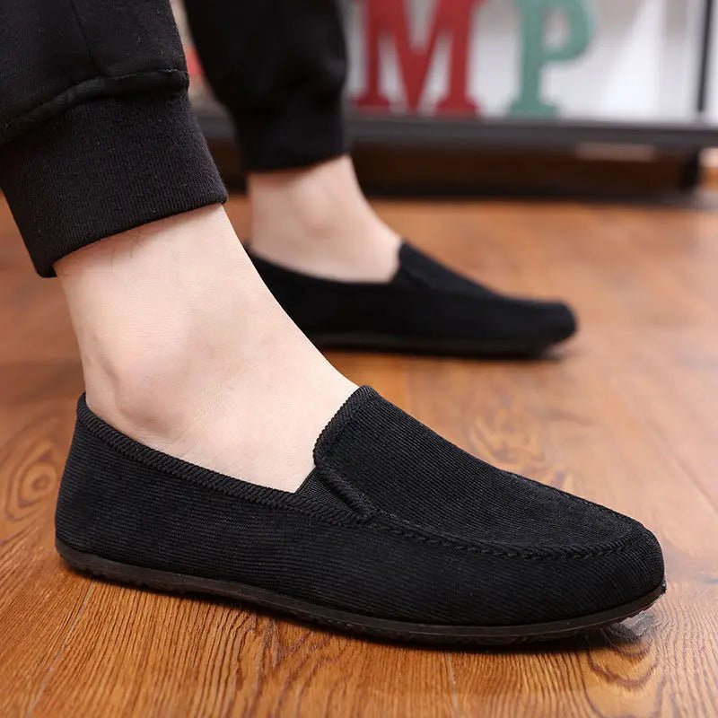 Man'S Big Size Loafers Shoes Flats Slippers Fabric Slip-On Men Driving Shoes Fashion Summer Style Soft Male Moccasins