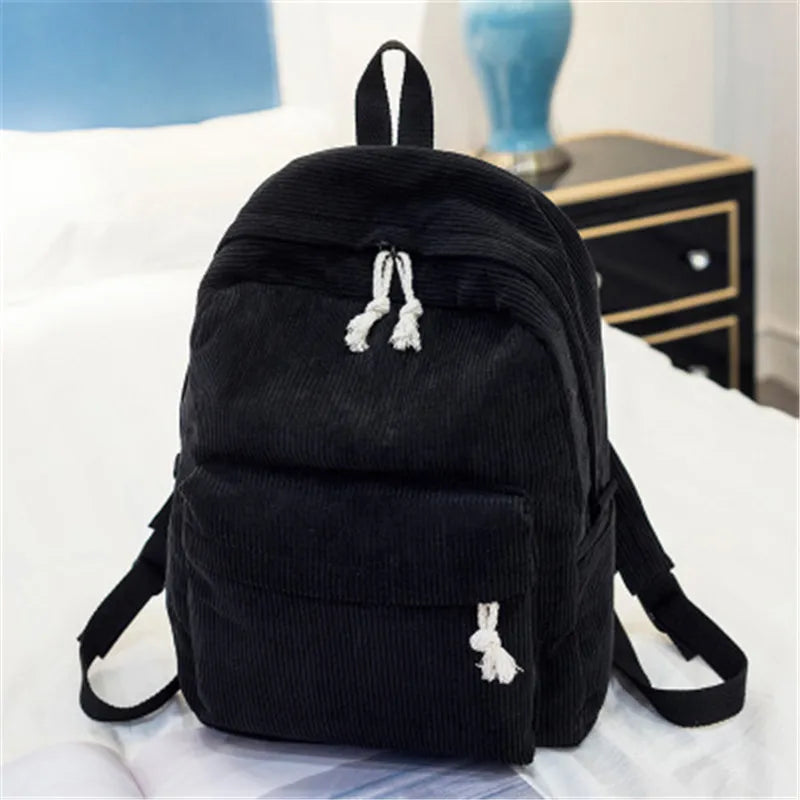 Corduroy Women Schoolbag Backpack Training Anti-Theft Shoulder Bag for Teenager Knapsack Unisex Classic Campus Port