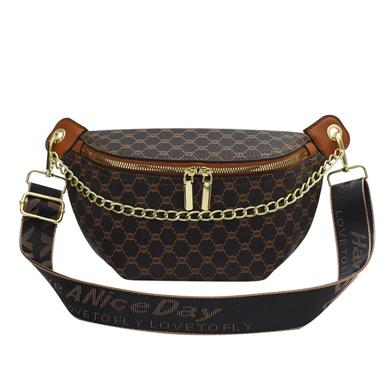 Fashion Chain Waist Bag for Women Luxury Designer Chest Bag Quality Leather Fanny Pack Phone Purse Female Shoulder Crossbody Bag
