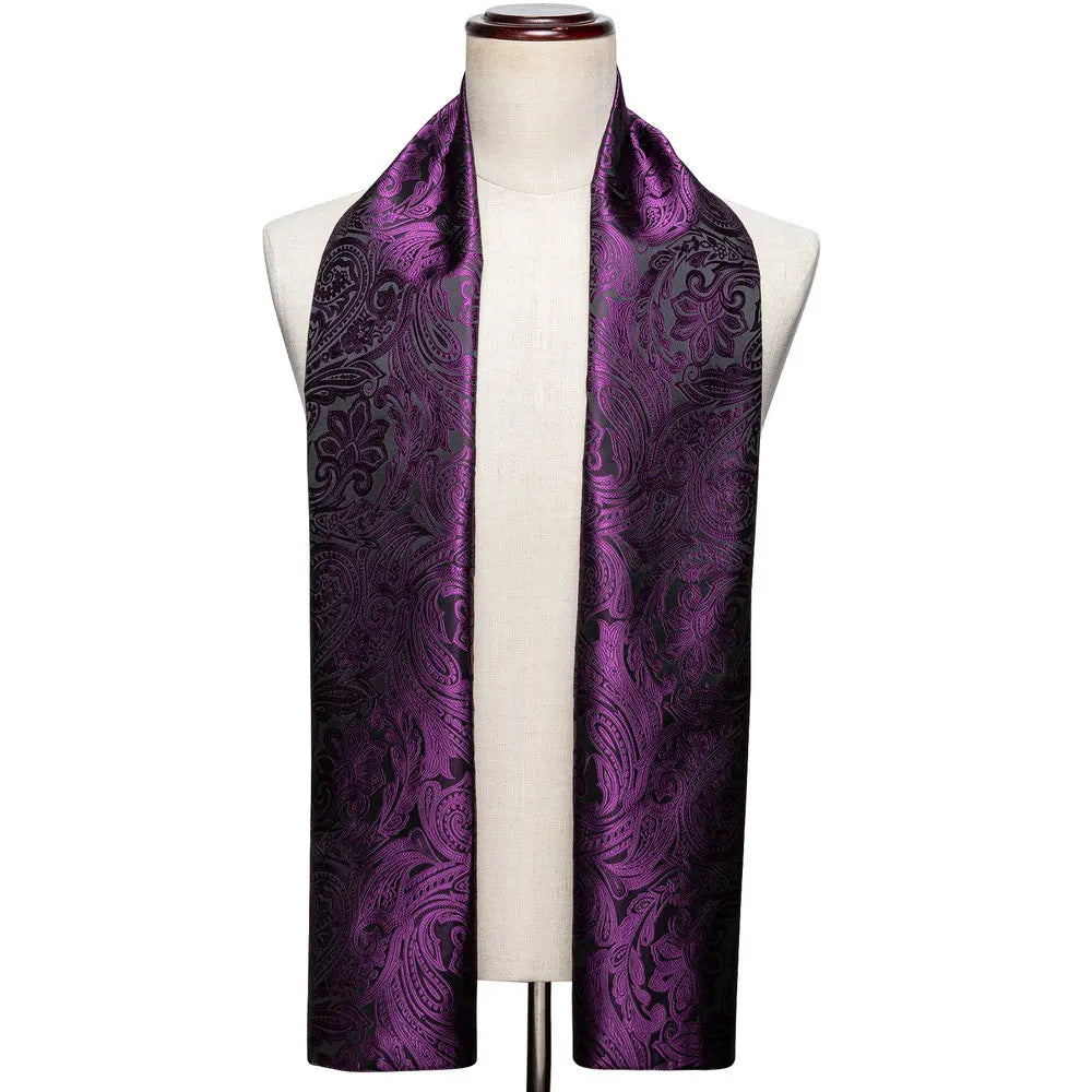 Jacquard Silk Mens Scarf Floral Paisley Stylish Burgundy Gold Green Red Blue Purple for Male Wedding Business Party