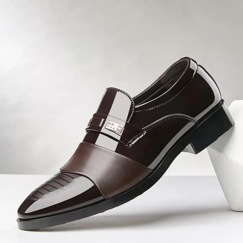 Luxury Leather Men Shoes for Wedding Formal Oxfords Business Casual Office Work Shoes for Men Classic Men'S Pointy Dress Shoes