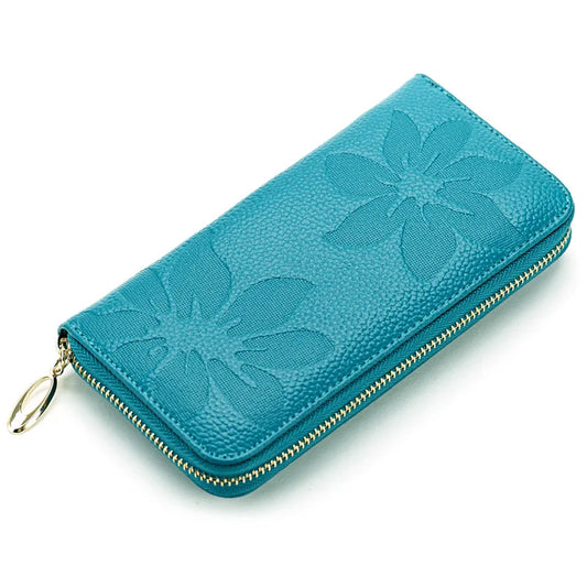 Genuine Leather Women Long Wallets Female Fashion Zipper Coin Purse Lady Luxury Money Bag Credit Cards Clutch Large Phone Wallet