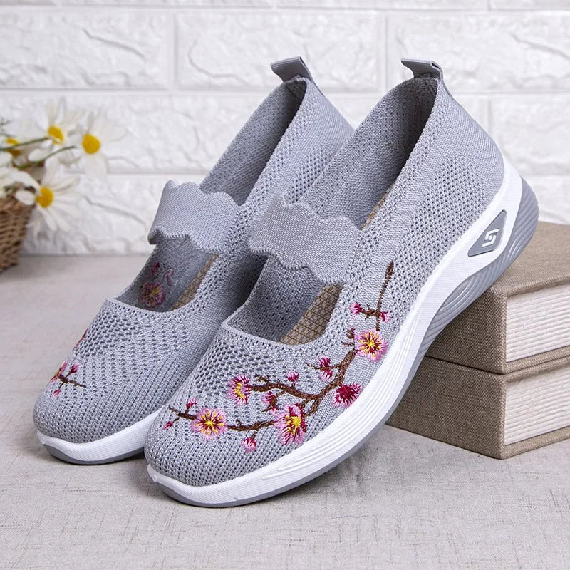 ​Women'S Shoes 2025 Summer Casual Sneakers Breathable Embroidered Chunky Sole Affordable Free Shipping​