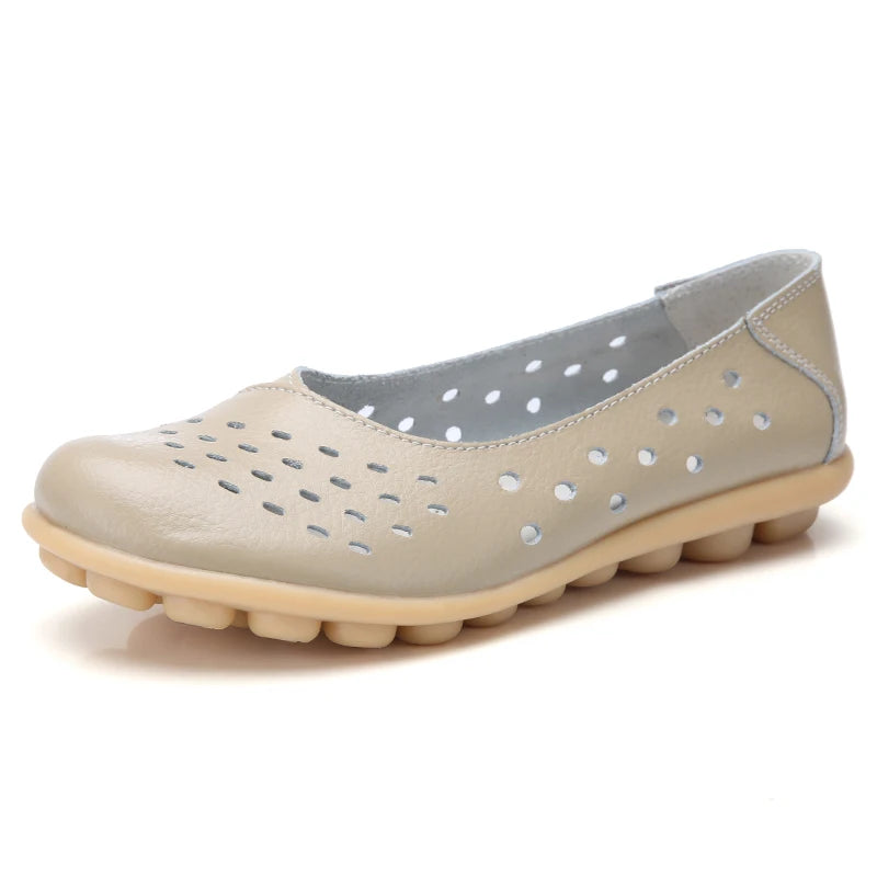 Summer Women Casual Shoes Flat Shoes Designer Ladies Cut Out Rubber Loafers Non-Slip Breathable Womens Moccasins plus Size 35-44