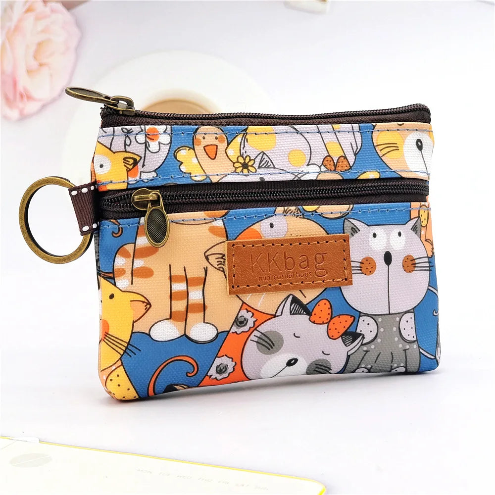 Cute Animals Wallet Zipper Purse Cartoon Small Coin Purse Lightweight Storage Bag Money Bag Key Card Holder for Student Women