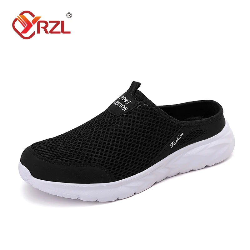 Mens Half Slippers Summer Breathable Mesh Mens Shoes Outdoor Casual Walking Shoes Large Flat Light Mesh Slippers Sandals