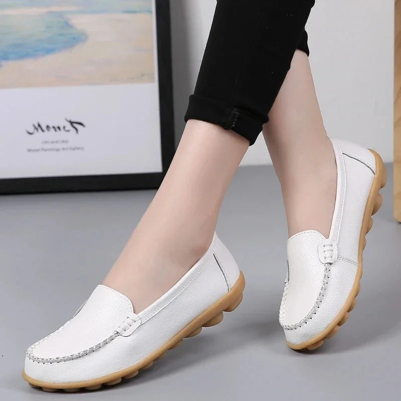 Women Flats Ballet Shoes Woman Cut Out Leather Breathable Moccasins Women Boat Shoes Ballerina Ladies Casual Shoes