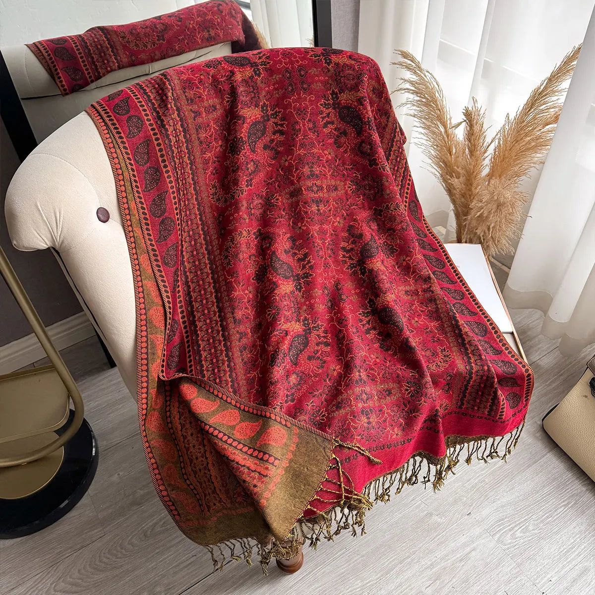 2025 Luxury Brand Designer Women Scarf Bohemian Style Shawl Jacquard Paisley Pattern Lady Muslim Hijab Pashmina Sun Proection
