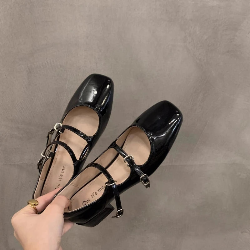 Mary Jane Shoes for Women Retro Medium Heel Women'S Single Shoes Fashion Gloss Soft Comfort Ballet Shoes Zapatos De Mujer 2026