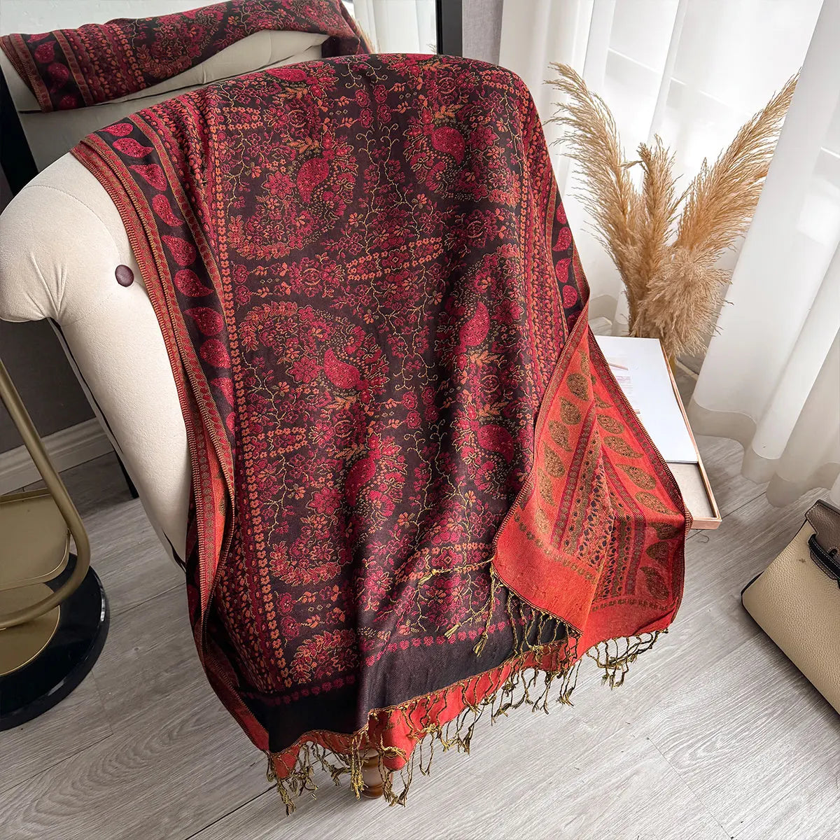 2025 Luxury Brand Designer Women Scarf Bohemian Style Shawl Jacquard Paisley Pattern Lady Muslim Hijab Pashmina Sun Proection
