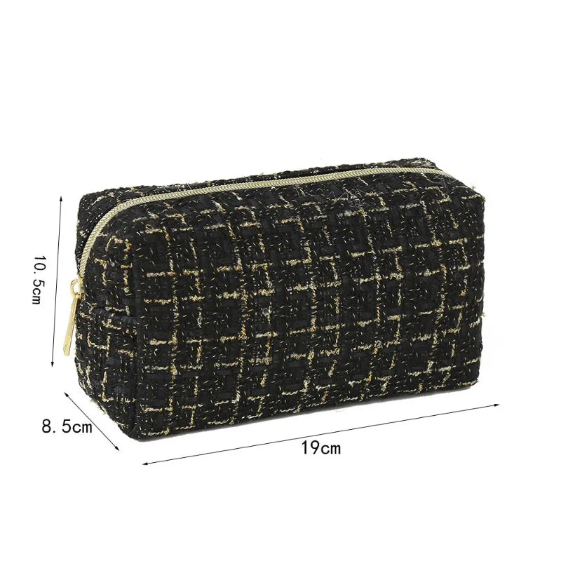 Plush Makeup Bags with Handle Soft Travel Cosmetic Storage Bag Portable Love Print Organizer Pencil Case Cute Clutch Pouch