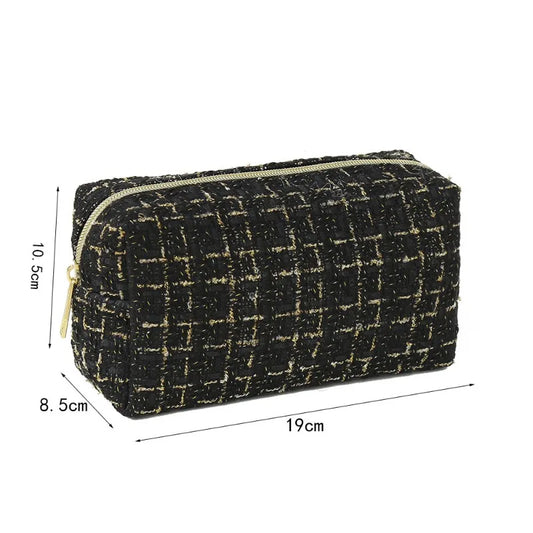 Plush Makeup Bags with Handle Soft Travel Cosmetic Storage Bag Portable Love Print Organizer Pencil Case Cute Clutch Pouch