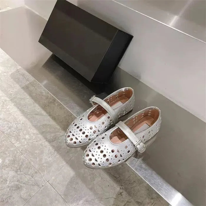 Round Toe One-Strap Single Shoes PU Leather Shallow Low-Cut Square Heel Rubber Sole Low Heel Less3Cm Women'S Comfort Dress Shoes