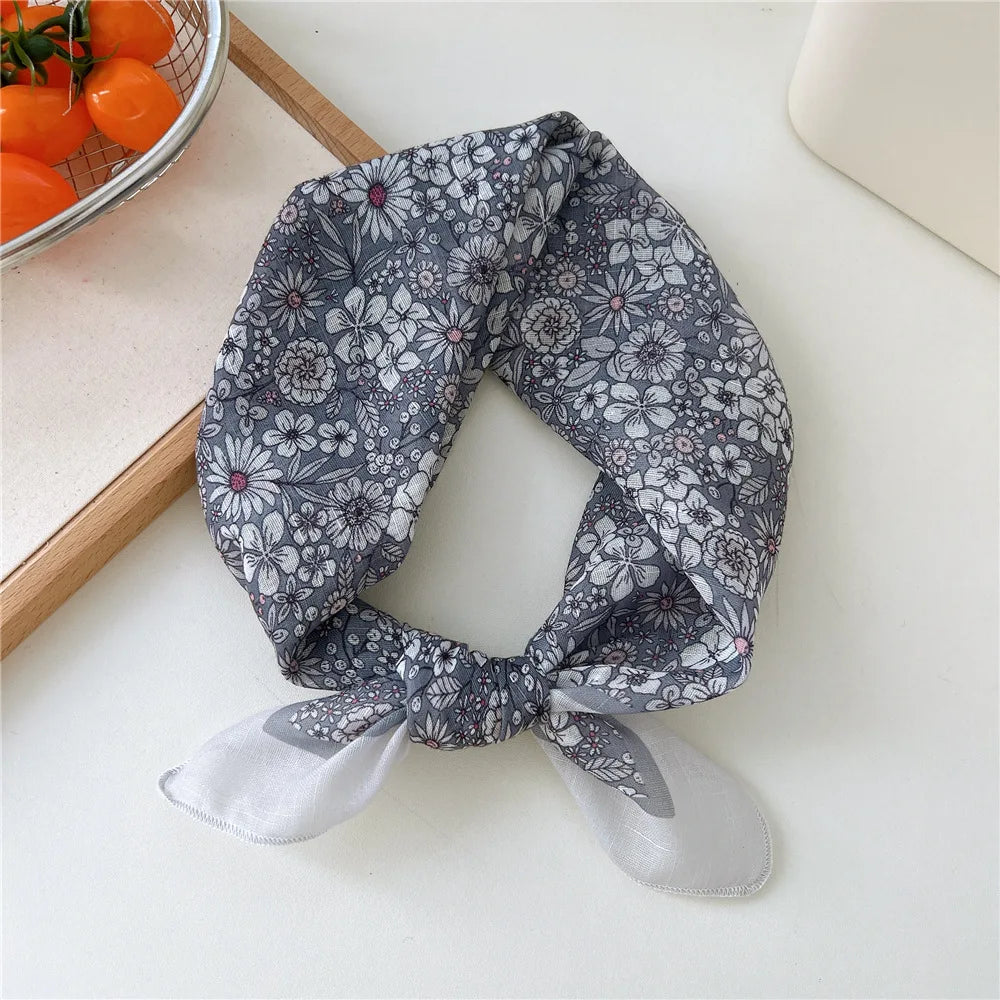 Fashion Women Printing Cotton Linen Small Square Scarf Summer Scarf Women'S Versatile Paisley Scarf Head Band Hair Accessories