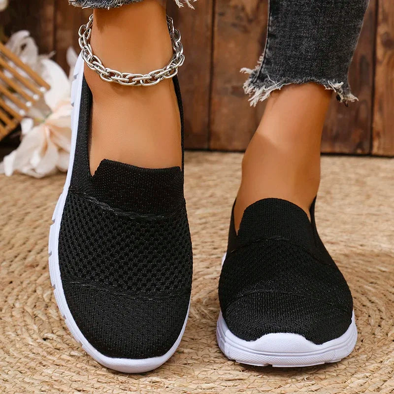 Women Sneakers Summer Mesh Breathable Sneakers Women Light Slip on Flat Platform Casual Loafers Anti-Slip Walking Women Shoes